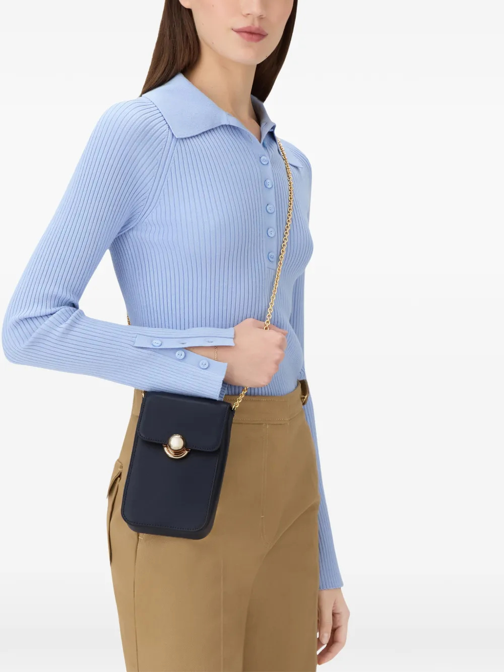  Furla Borsa A Tracolla Vertical Con Catena - Blu 