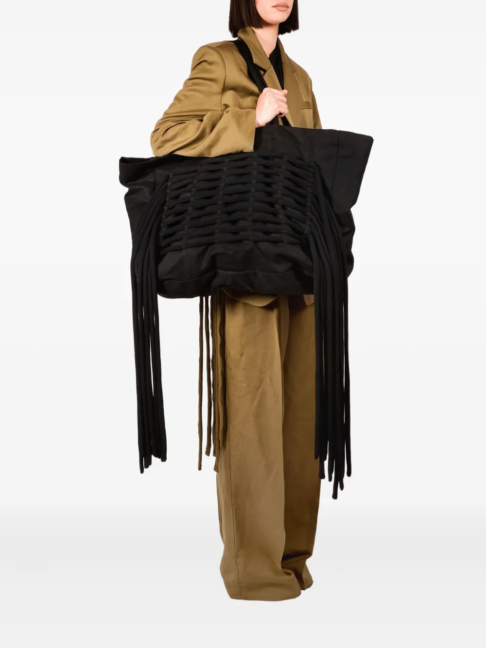 Ioana Ciolacu Large Fringed Tote Bag In Black