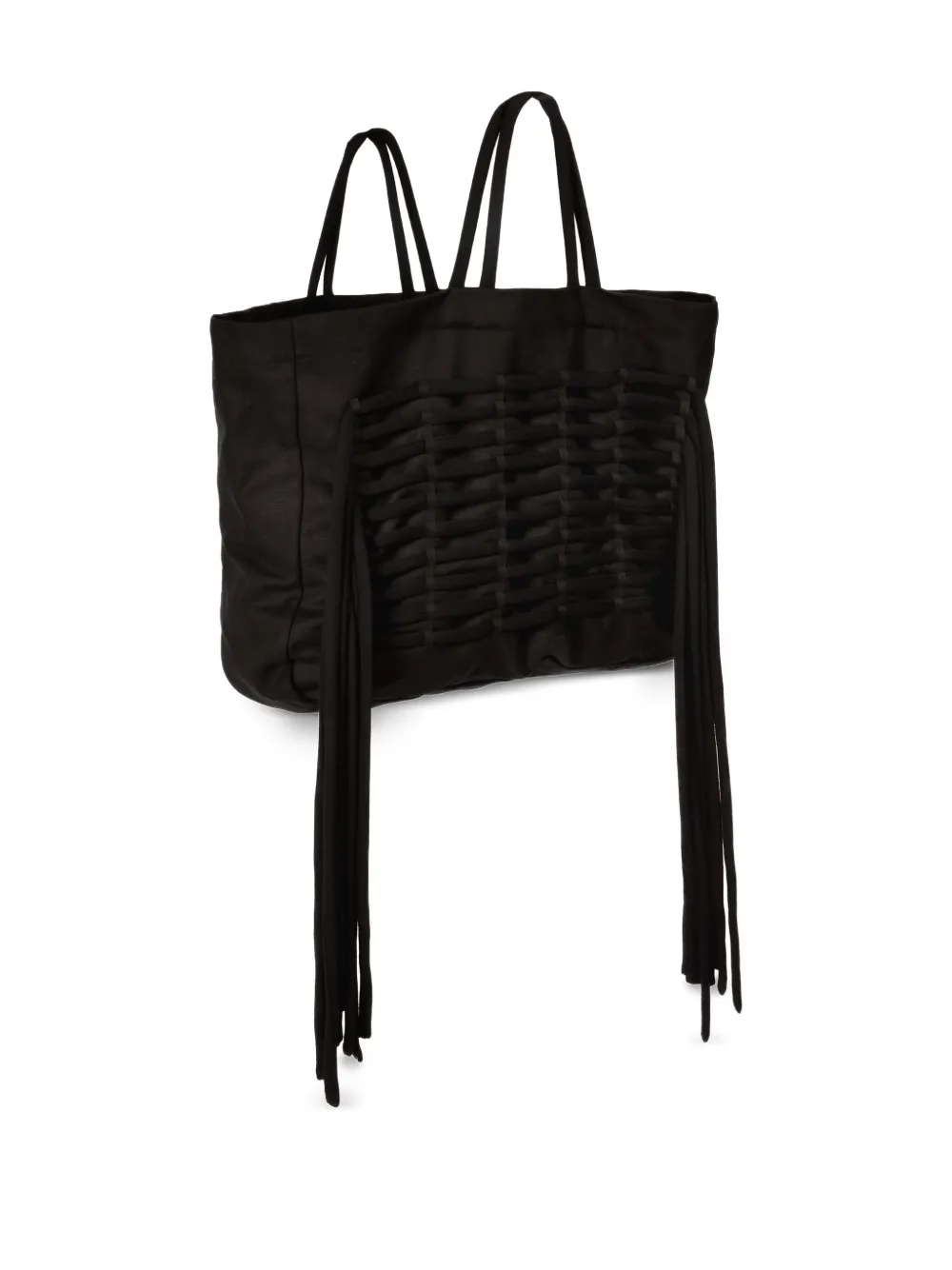 Ioana Ciolacu Large Fringed Tote Bag In Black