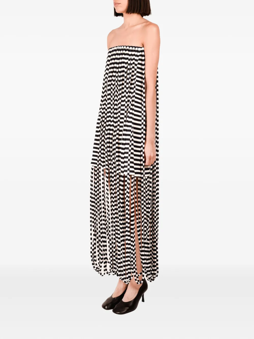 Ioana Ciolacu Gestreepte jurk met franje Wit