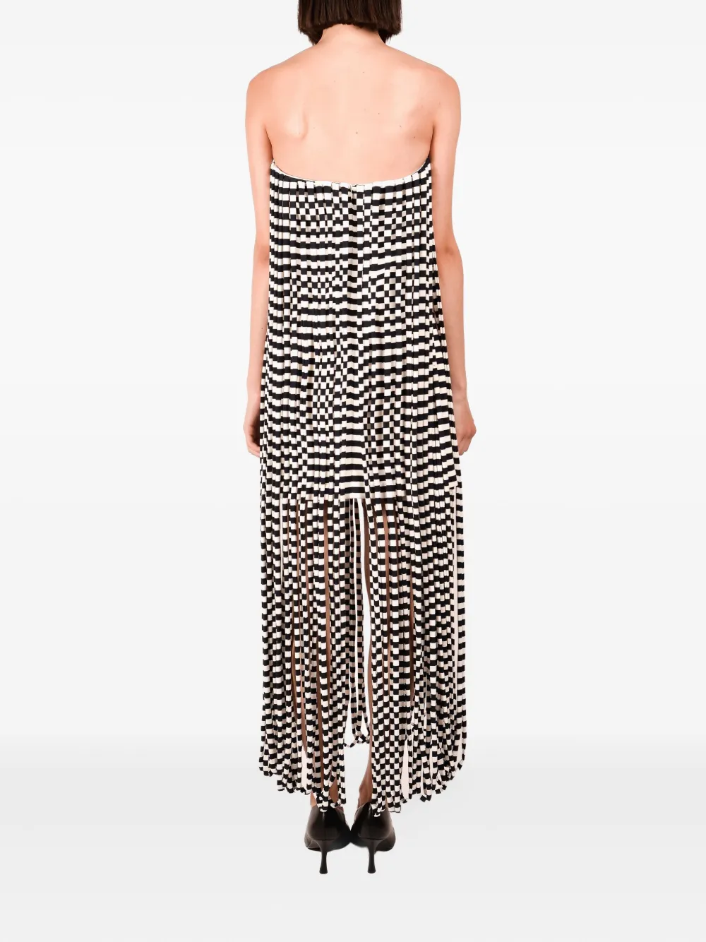 Ioana Ciolacu Gestreepte jurk met franje Wit