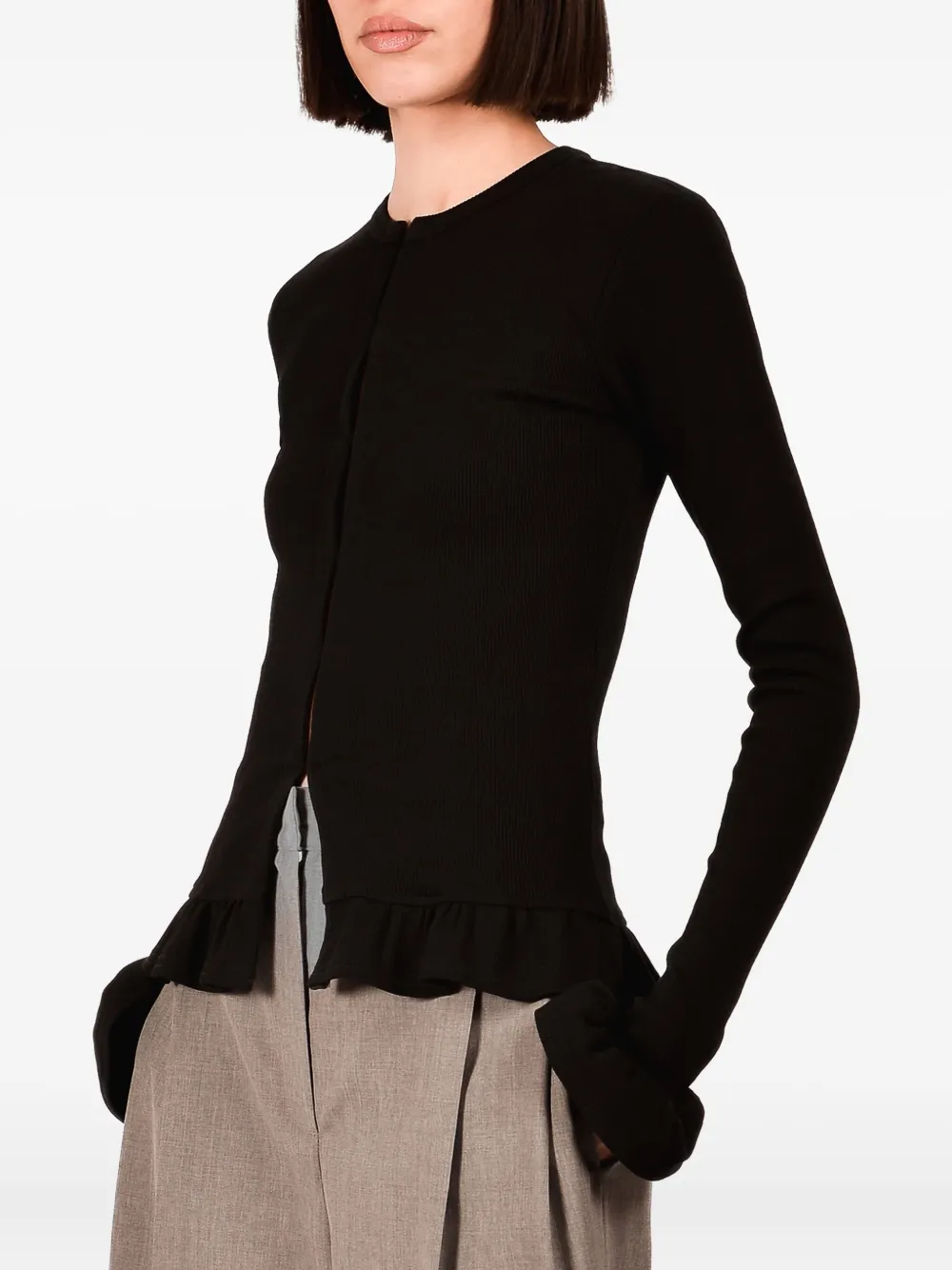 Ioana Ciolacu Daffodil Peplum Cardigan In Black