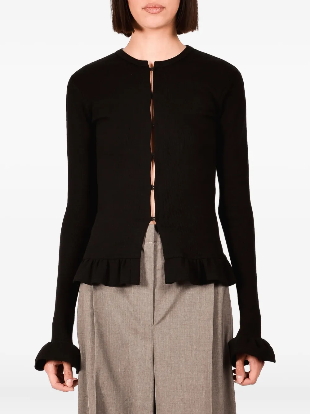 Ioana Ciolacu Daffodil Peplum Cardigan In Black