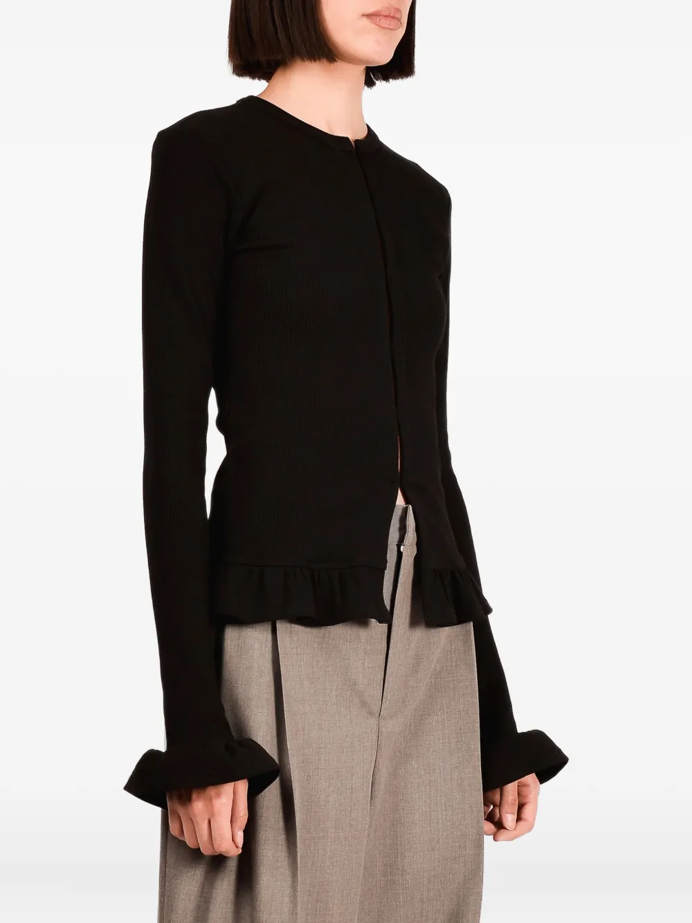 Ioana Ciolacu Daffodil Peplum Cardigan In Black