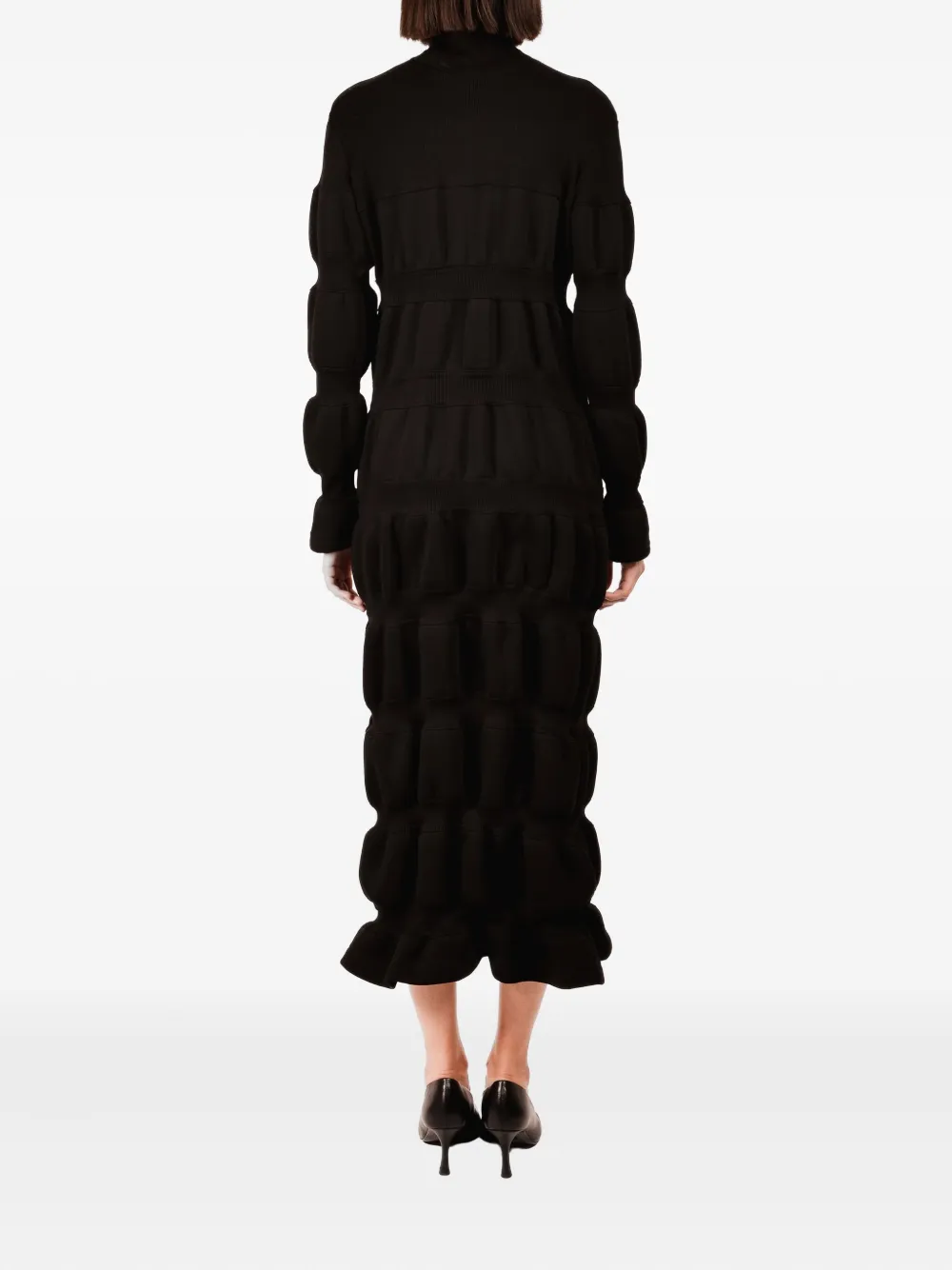 Ioana Ciolacu High-neck Tiered Dress In Black