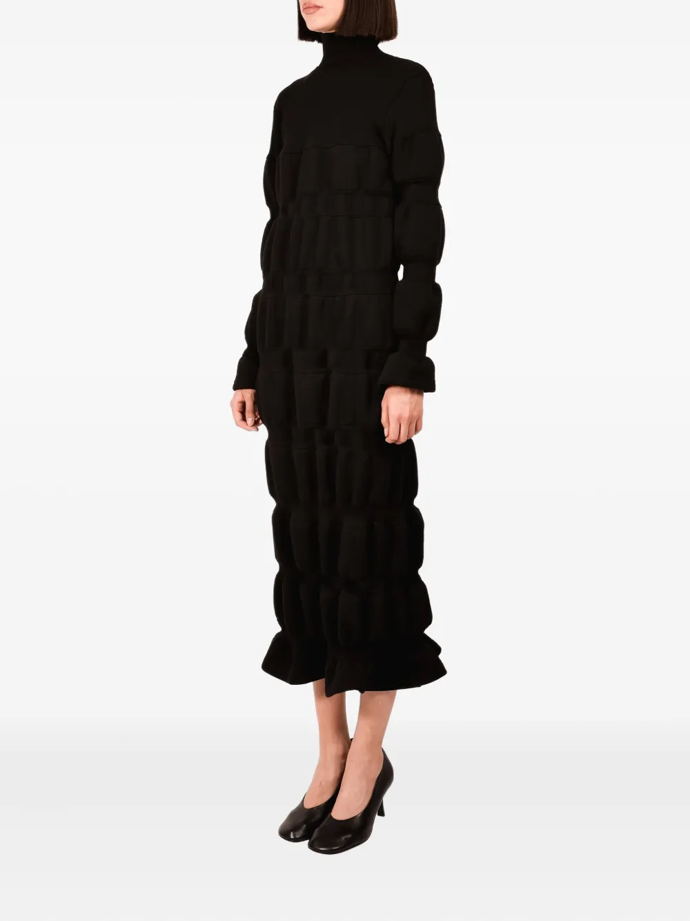 Ioana Ciolacu High-neck Tiered Dress In Black