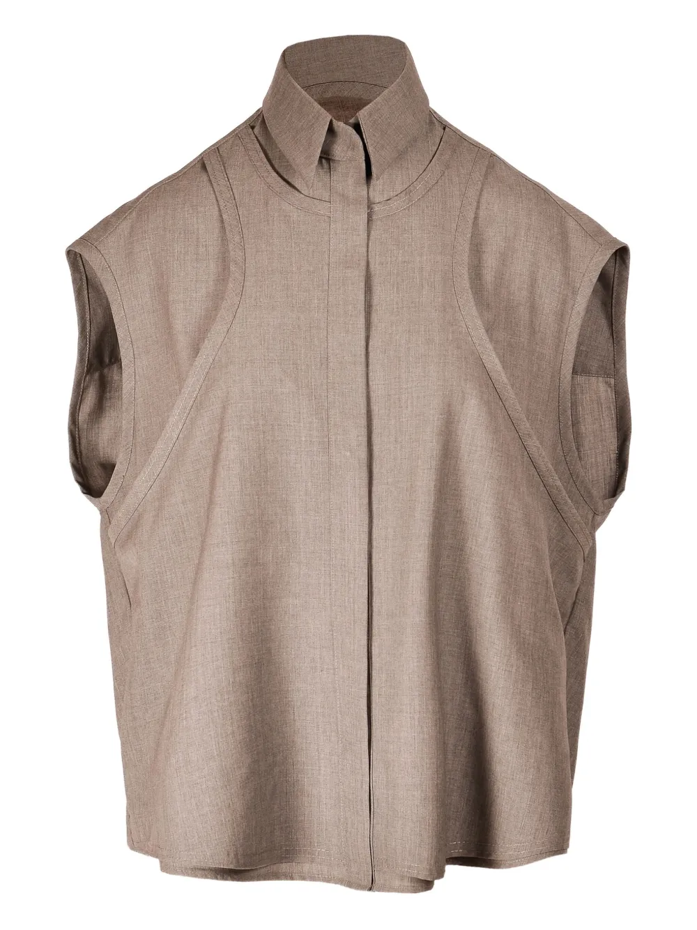 Ioana Ciolacu Sleeveless Panelled Shirt In Brown