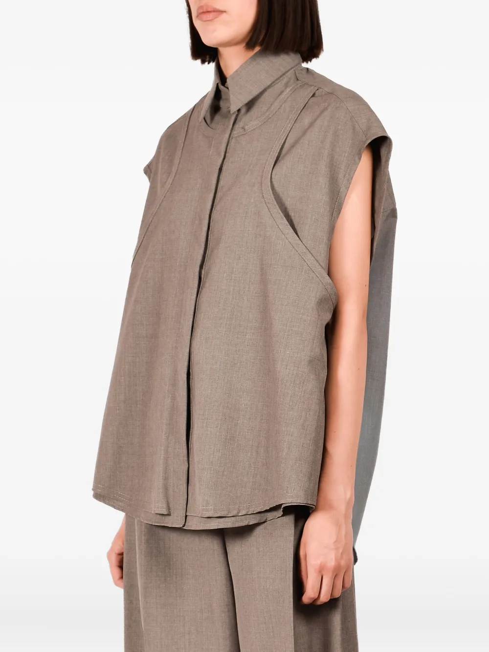 Ioana Ciolacu Mouwloze blouse met vlakken - Grijs