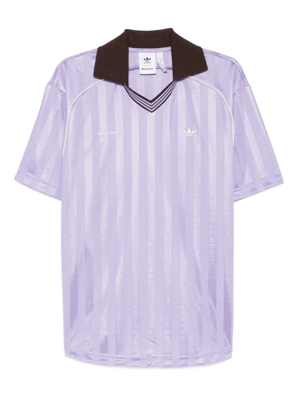 Adidas Wales Bonner Football gestreept T-shirt met kraag Paars