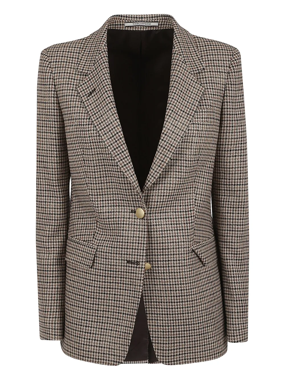 Tagliatore Houndstooth-pattern Buttoned Blazer In Brown
