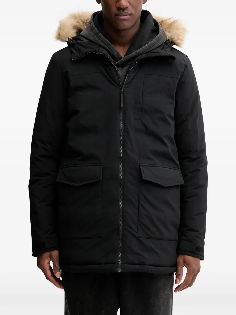 adidas hooded parka coat - Nero