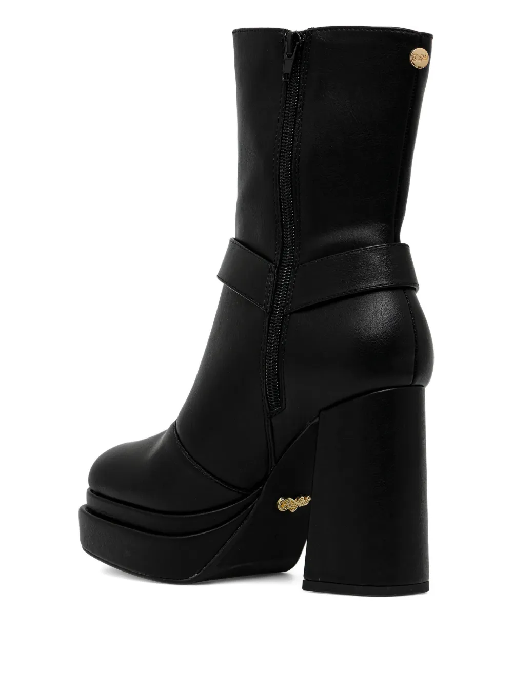 Buffalo 110mm May Biker Chain-strap Boots In Black