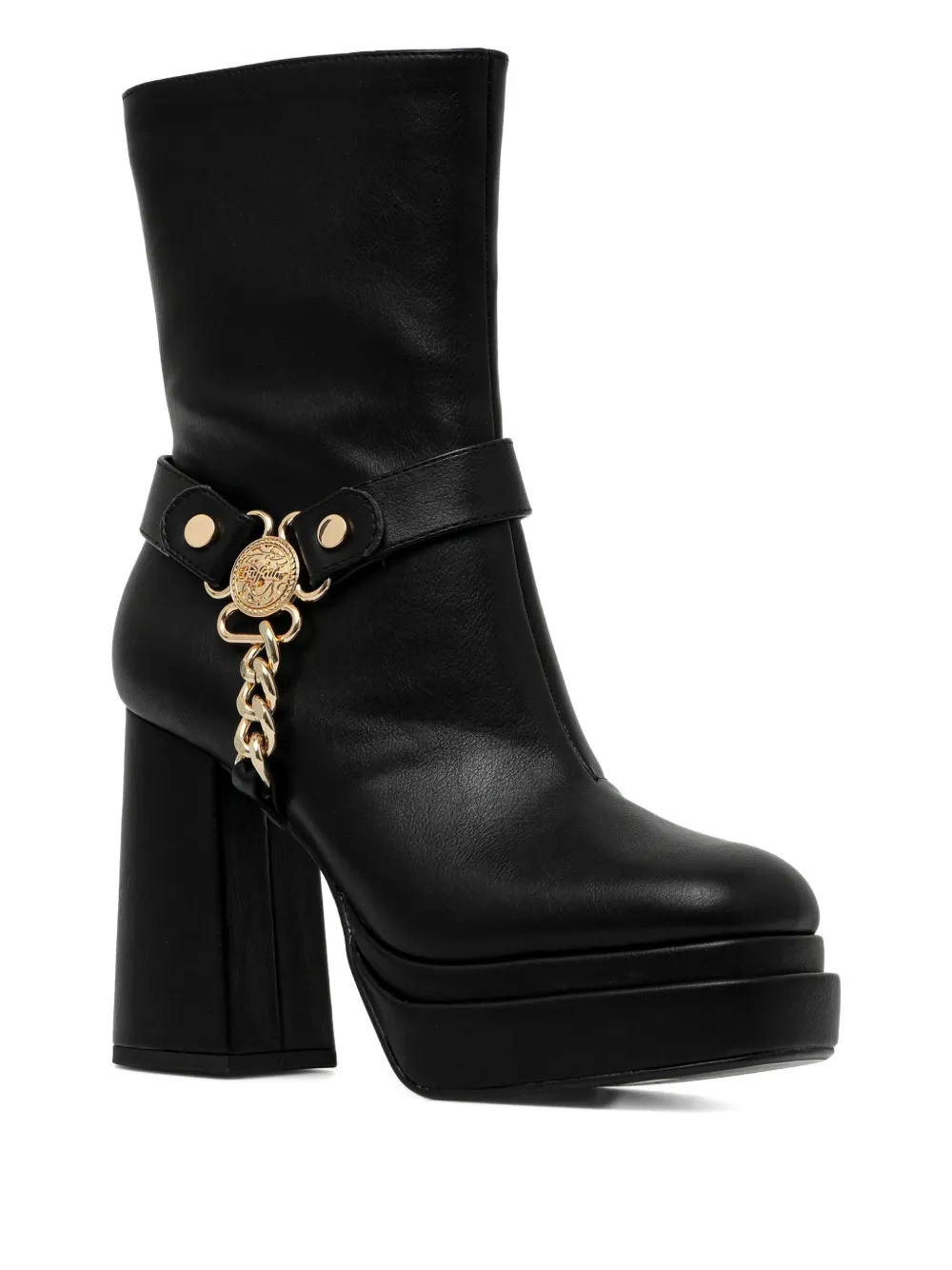 Buffalo 110mm May Biker Chain-strap Boots In Black