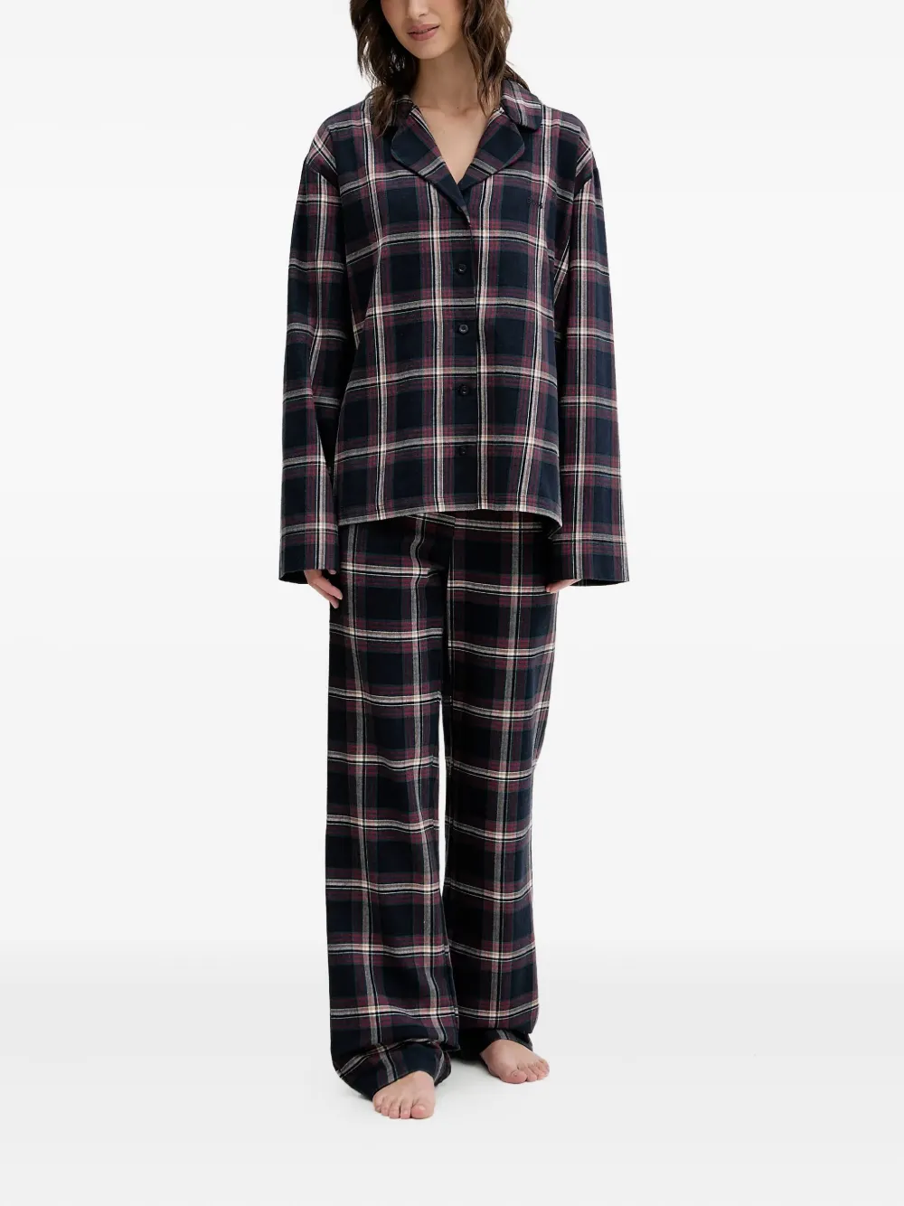 BOSS Holiday plaid button pajamas - Blau