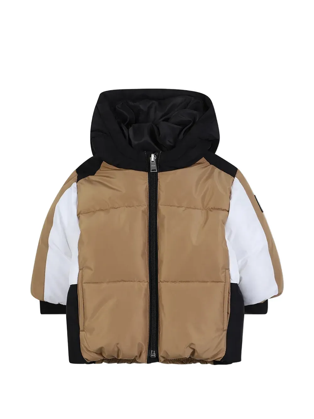 BOSS Kidswear hooded colour-block padded jacket - Marrone