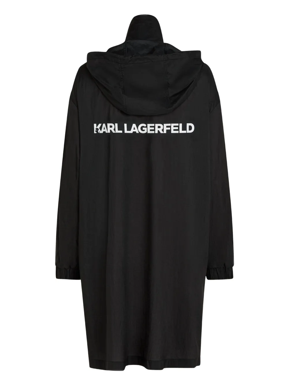 Karl Lagerfeld Hooded Packable Raincoat In Black