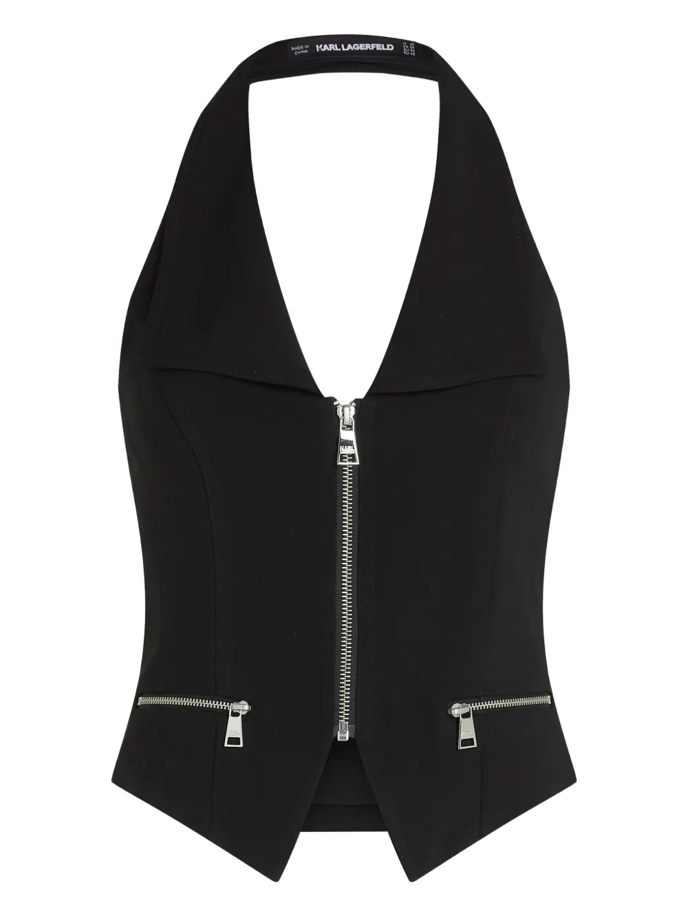 Karl Lagerfeld Zip Halterneck Vest In Black