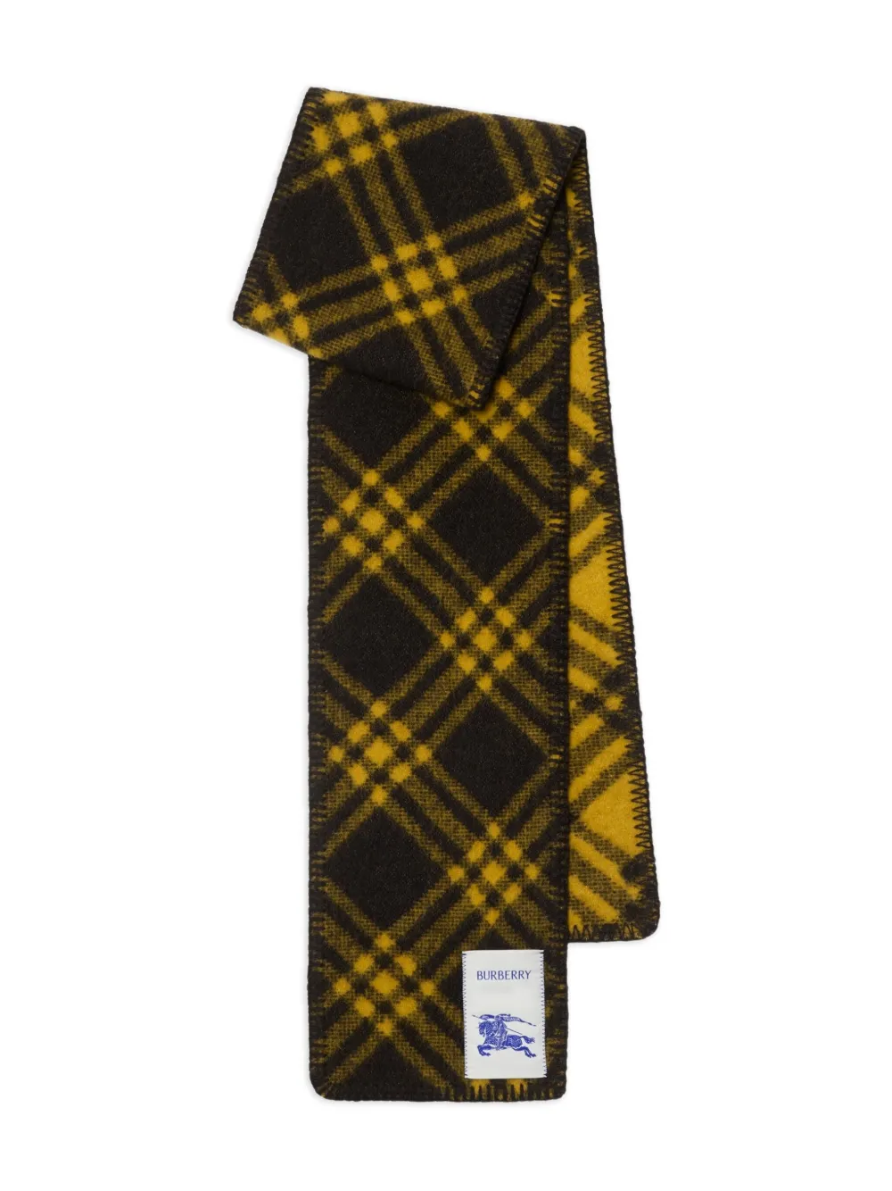 Burberry Check-pattern wool scarf - Brown
