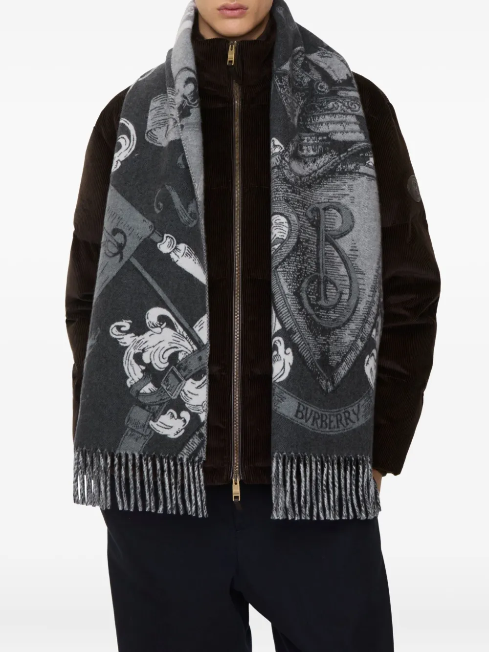 Burberry Etched Knight kasjmier sjaal Grijs