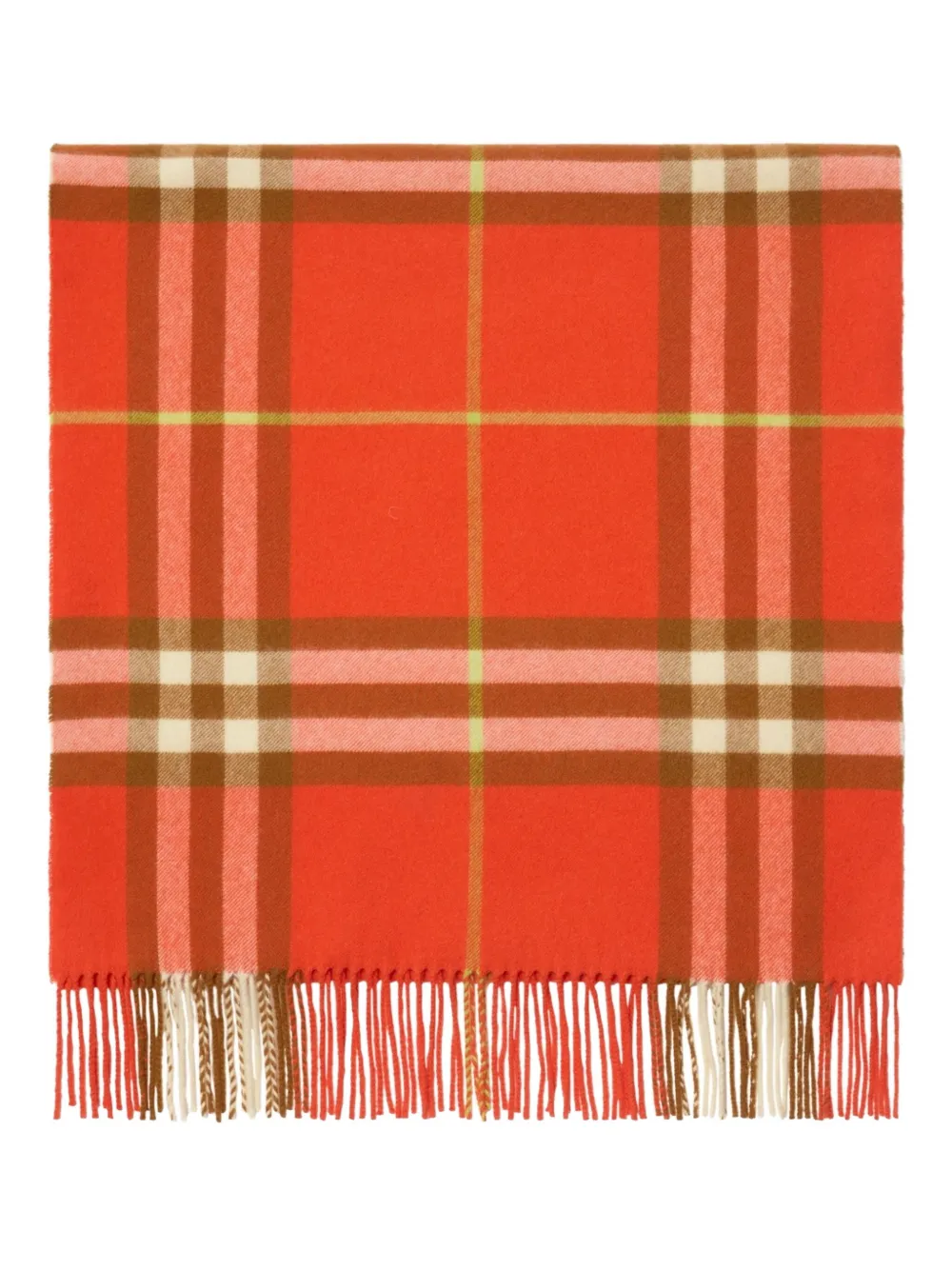 Burberry Check-pattern Fringed Cashmere Scarf In Red