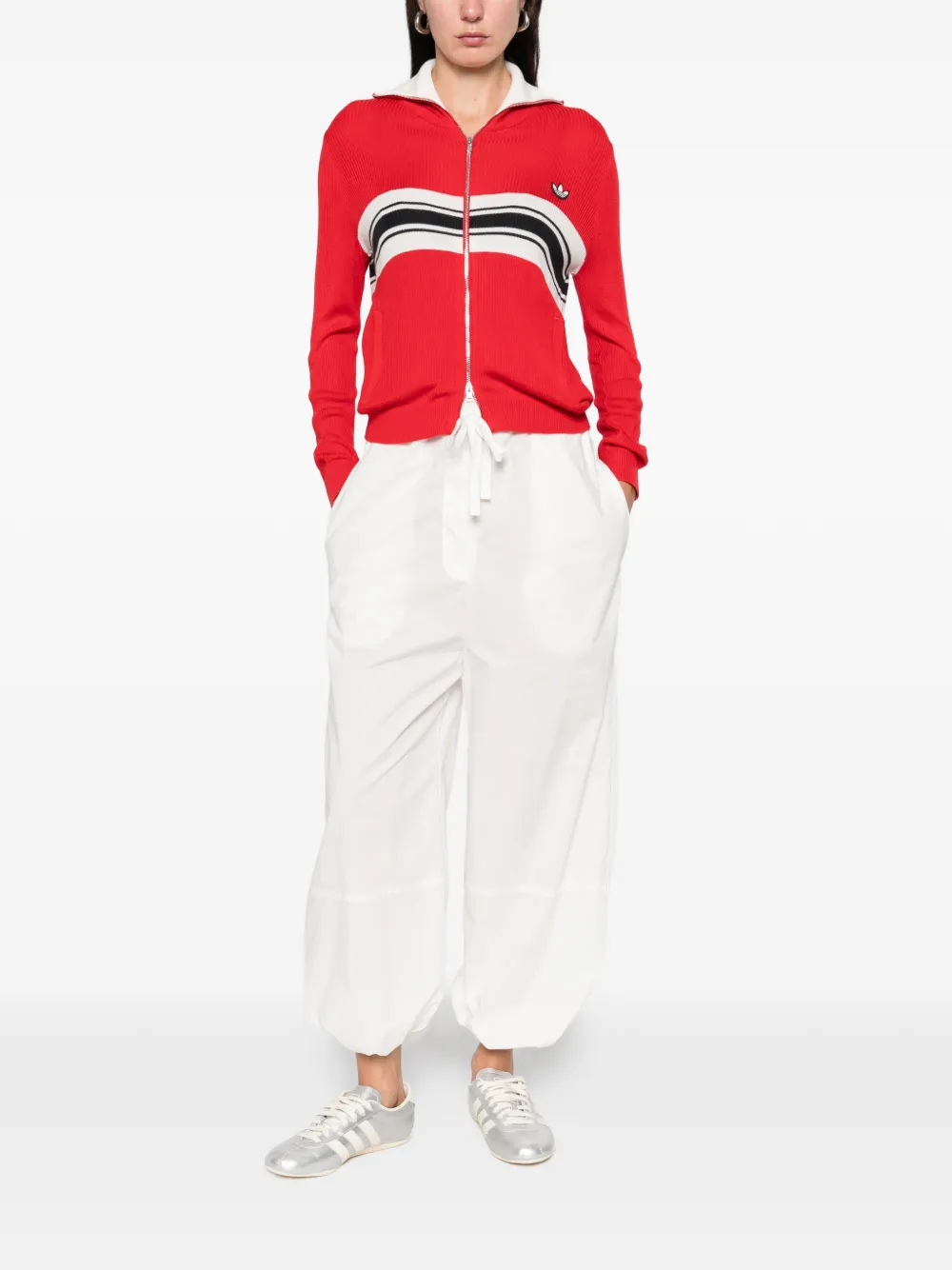 Adidas Originals X Wales Bonner Embroidered-logo Cardigan In Red