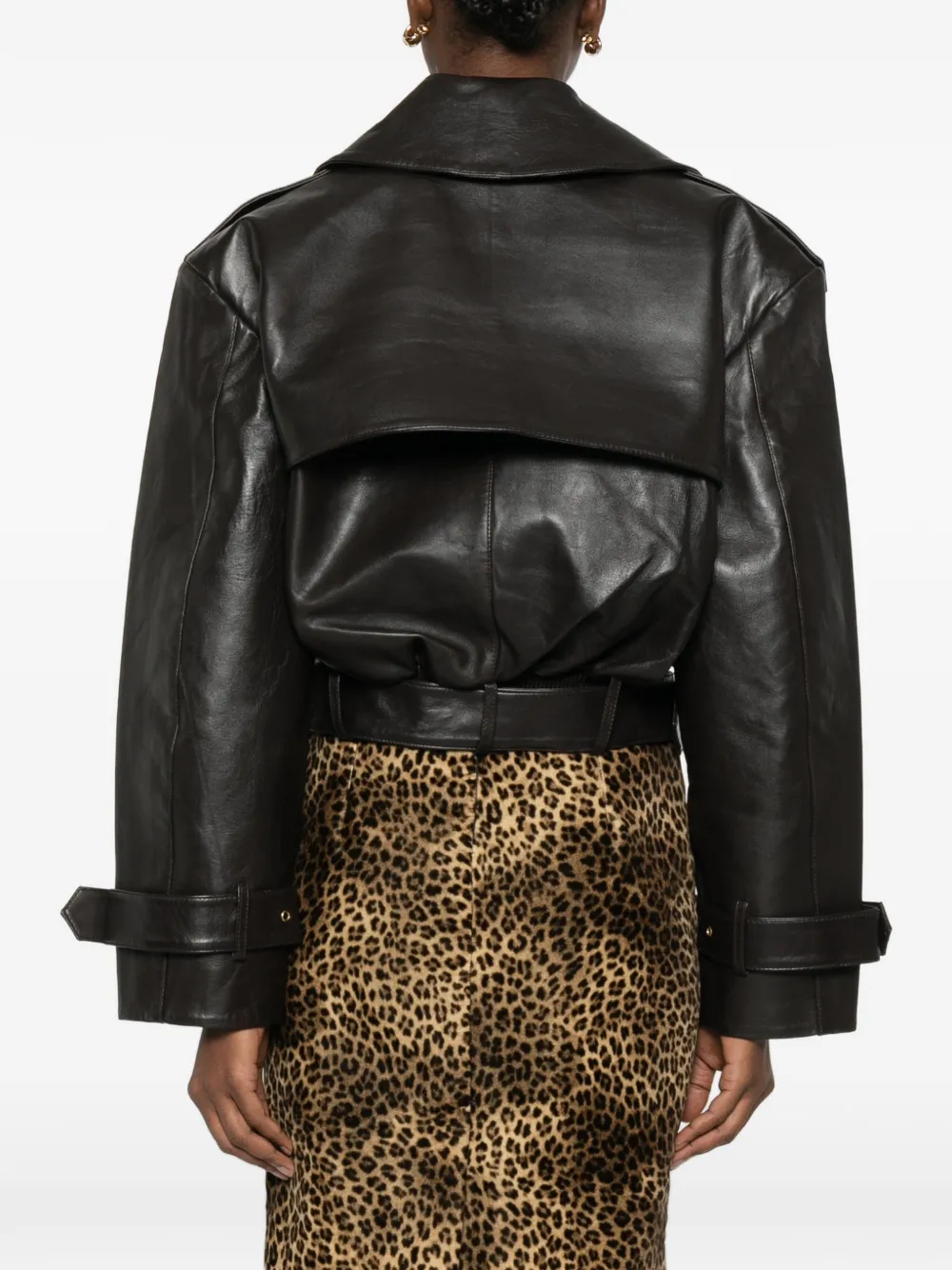 Retroféte Double-breasted Belted Jacket In Brown