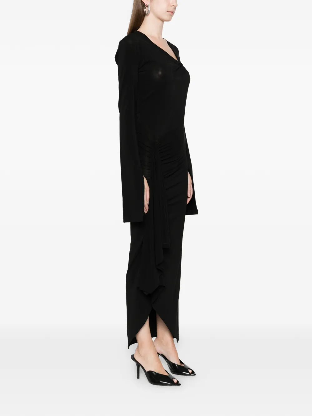 B1archive Ruched Asymmetric Dress In Black