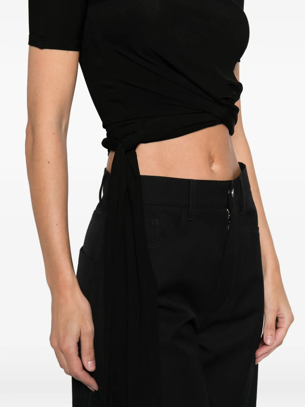 B1archive Self-tie Detail T-shirt In Black