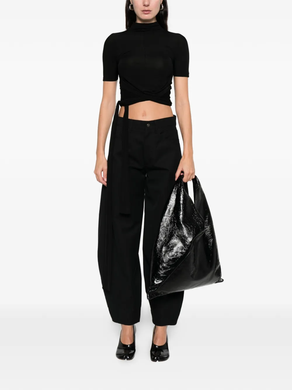 B1archive Self-tie Detail T-shirt In Black