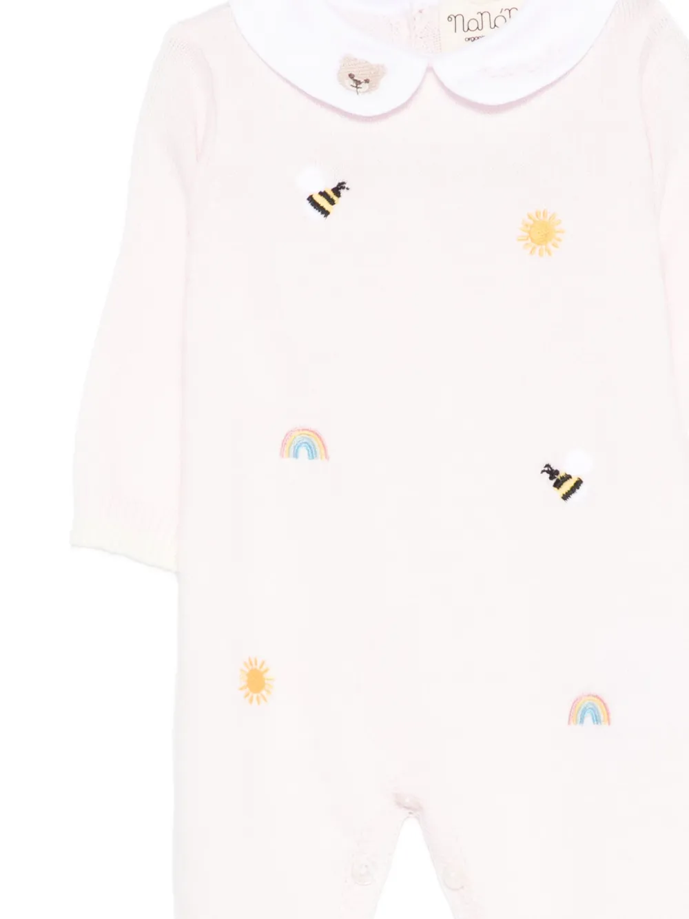 Nanán Embroidered Collared Romper In Pink
