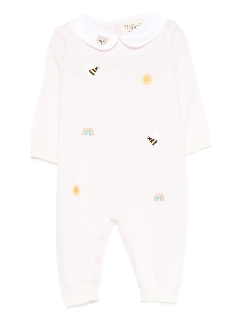 Nanán Babies' Embroidered Collared Romper In Pink