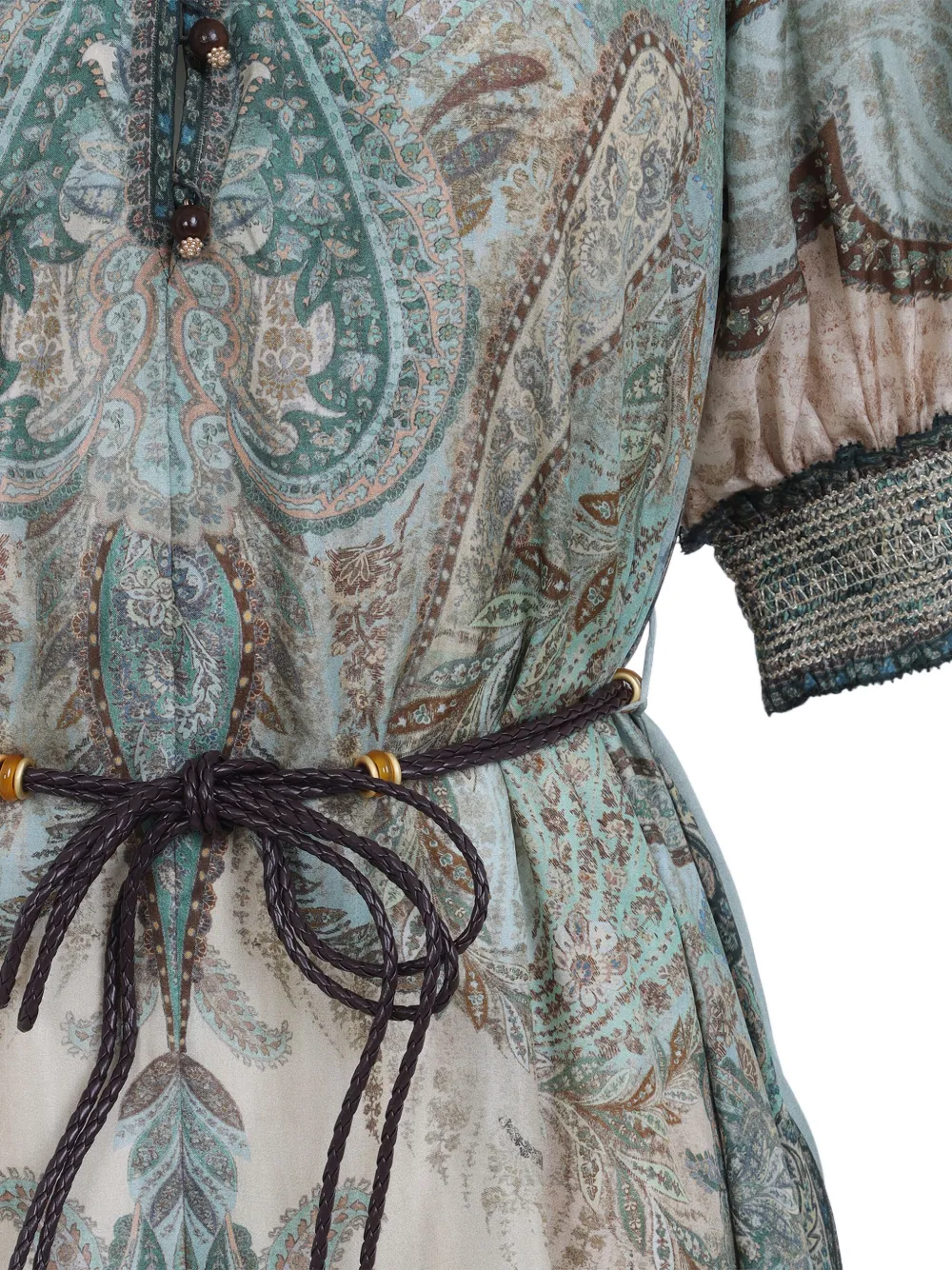 Zimmermann High-neck Paisley Silk Dress In Blue