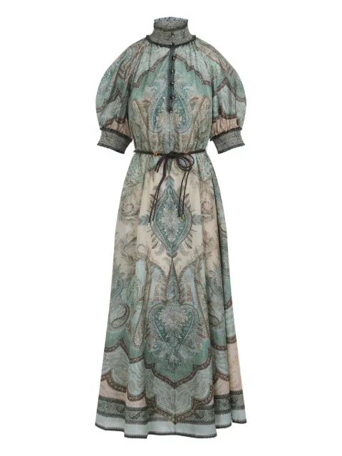 ZIMMERMANN high-neck paisley silk dress