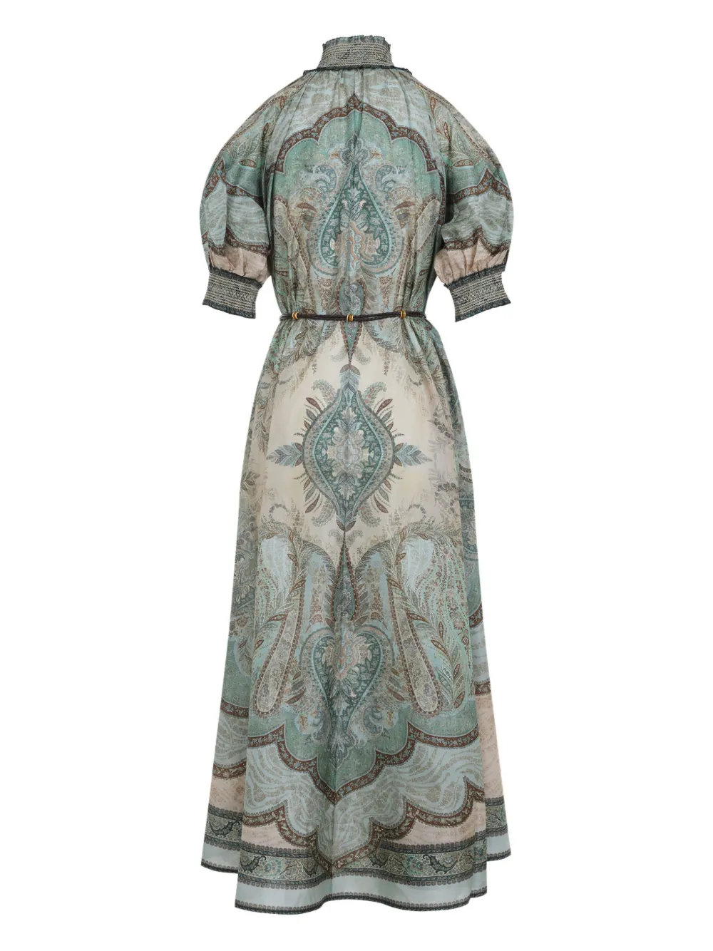 Zimmermann High-neck Paisley Silk Dress In Blue