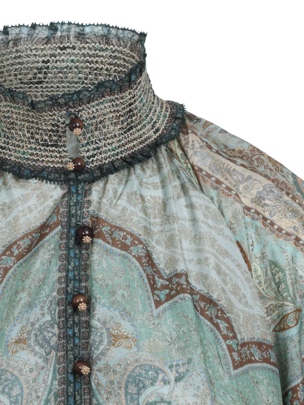 Zimmermann High-neck Paisley Silk Dress In Blue