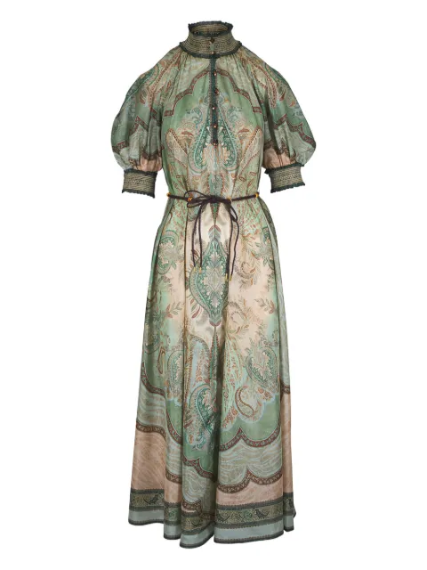 ZIMMERMANN high-neck paisley silk dress