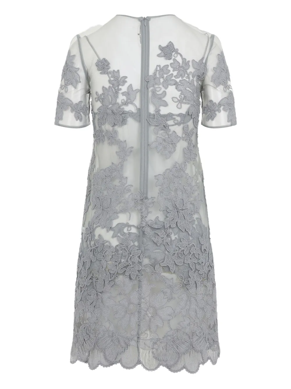 Ermanno Scervino floral-appliqué scalloped dress - Grijs