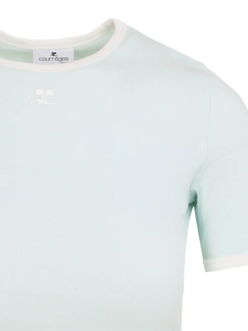 Courrèges Short Sleeve Crew Neck T-shirt Design In Blue