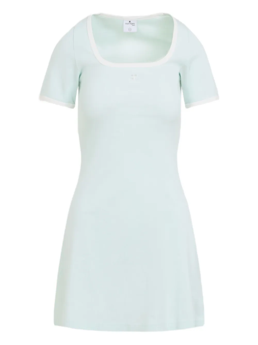 Courrèges Square Neck Logo Dress In Blue