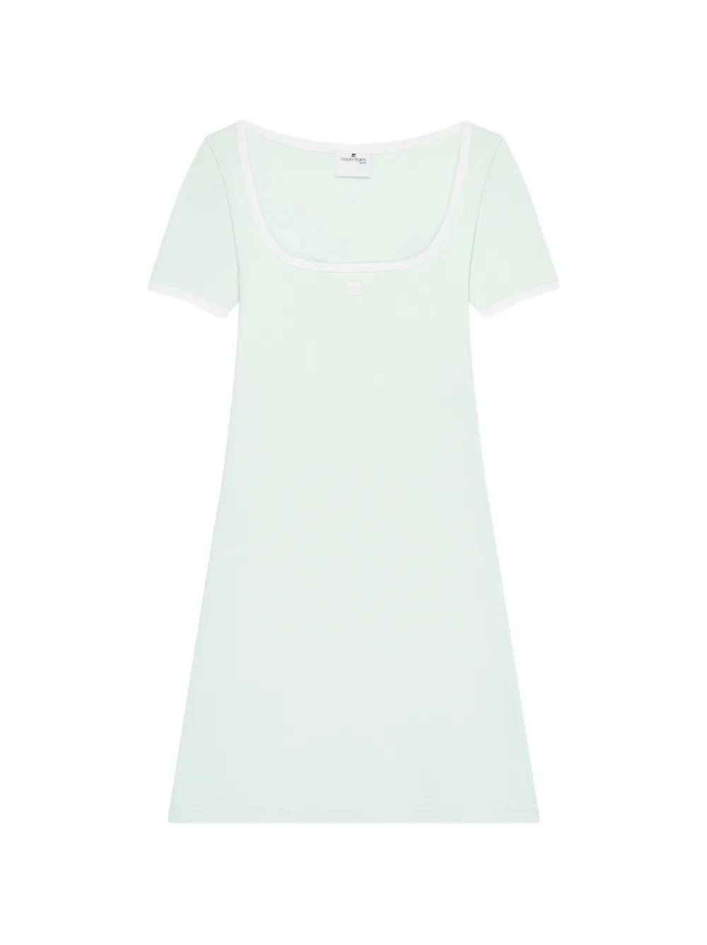 Courrèges robe mi-longue à logo et encolure carrée - Bleu