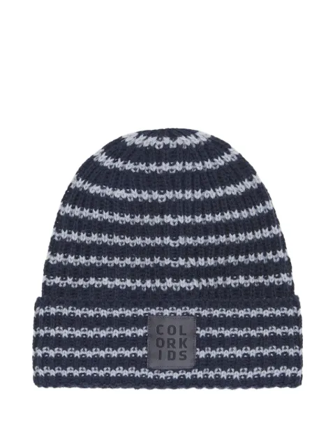 COLOR KIDS logo-patch striped beanie