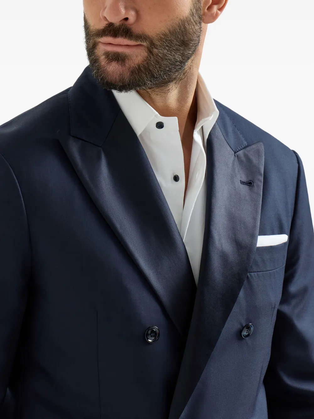 Brunello Cucinelli Tuxedo jack met dubbele rij knopen Blauw