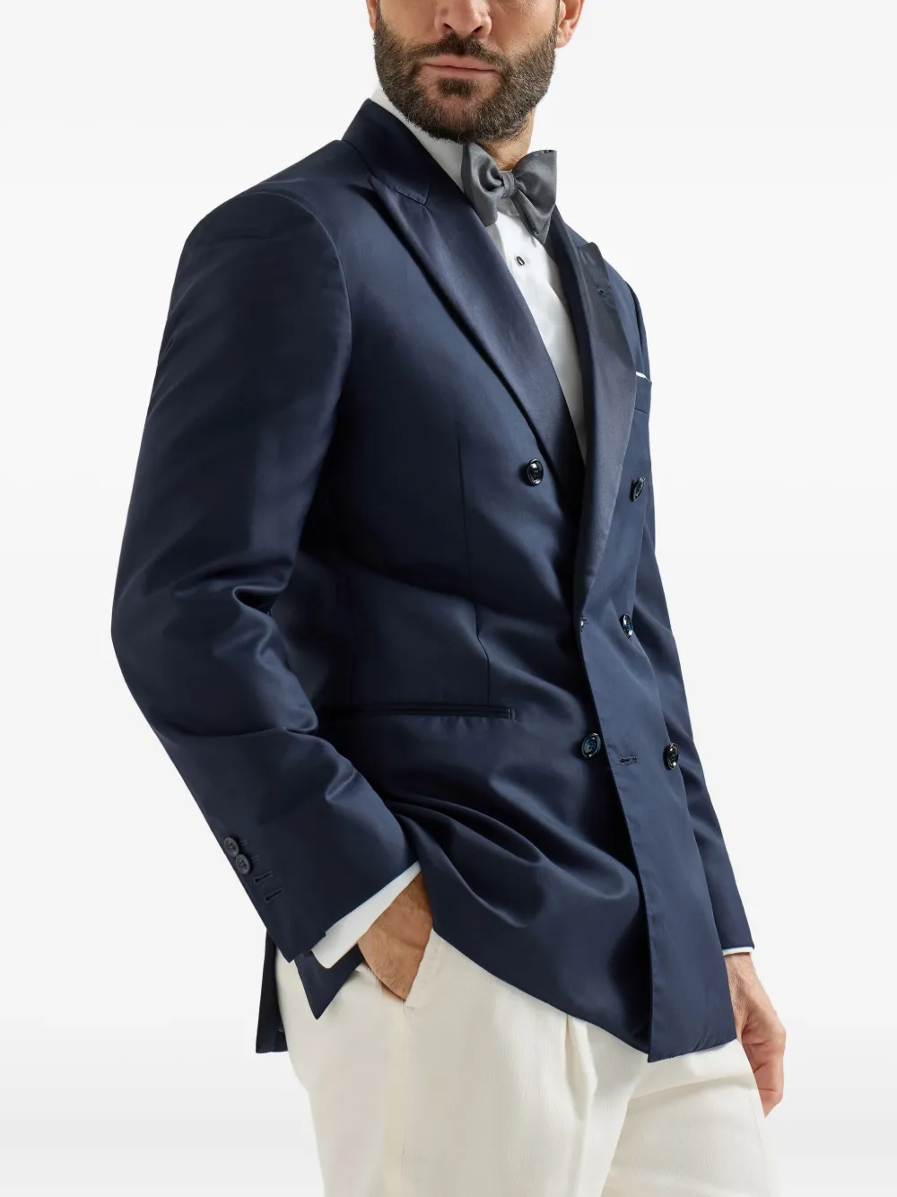 Brunello Cucinelli Tuxedo jack met dubbele rij knopen Blauw