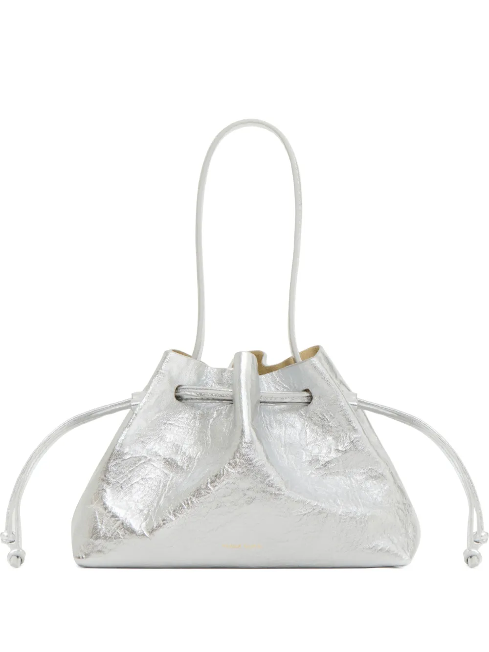 Mansur Gavriel Drawstring Pouchette Crinkle Tote Bag In Silver