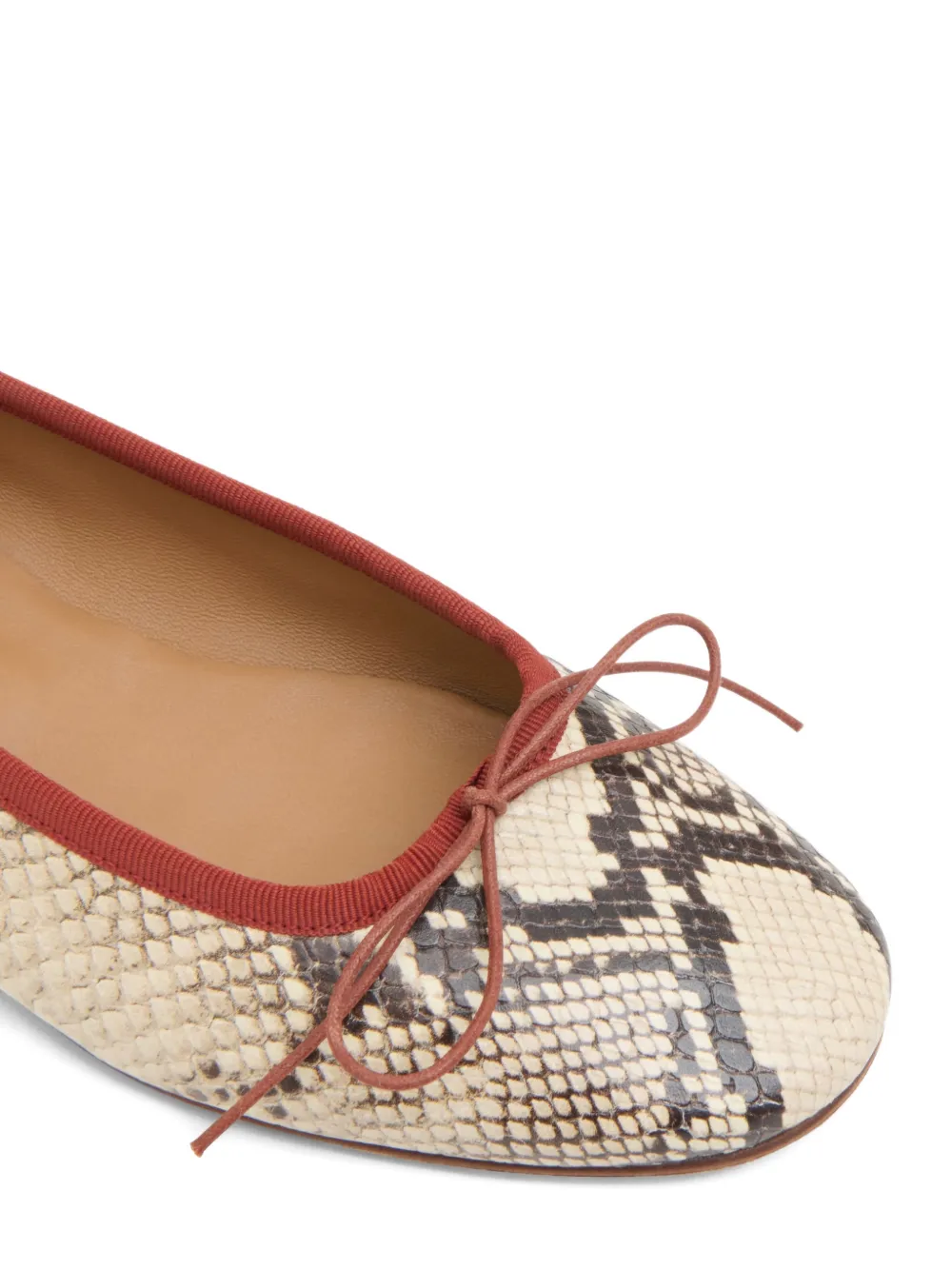 Mansur Gavriel Dance Snake-print Leather Ballet Flats In Neutral