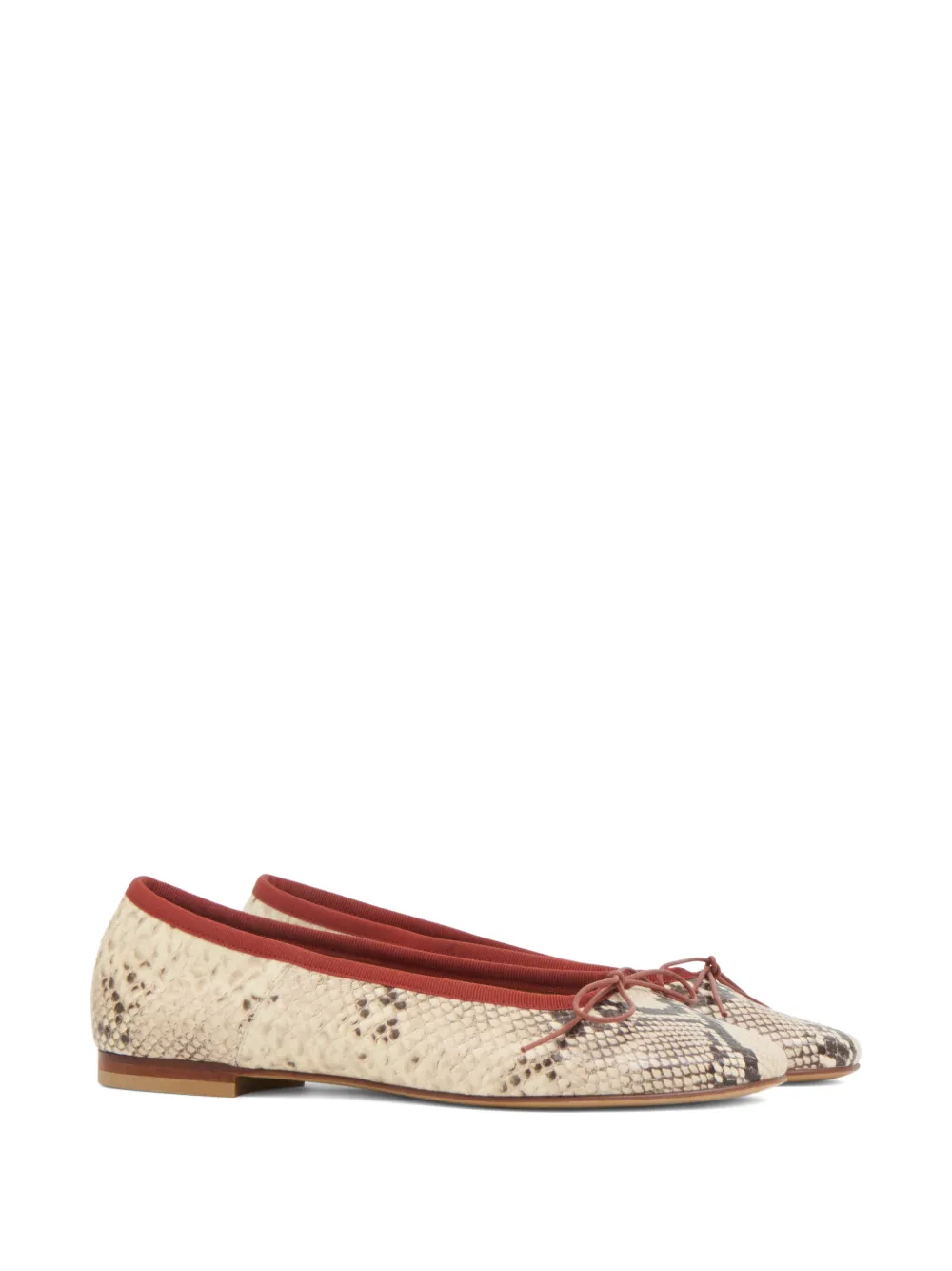 Mansur Gavriel Dance Snake-print Leather Ballet Flats In Neutral