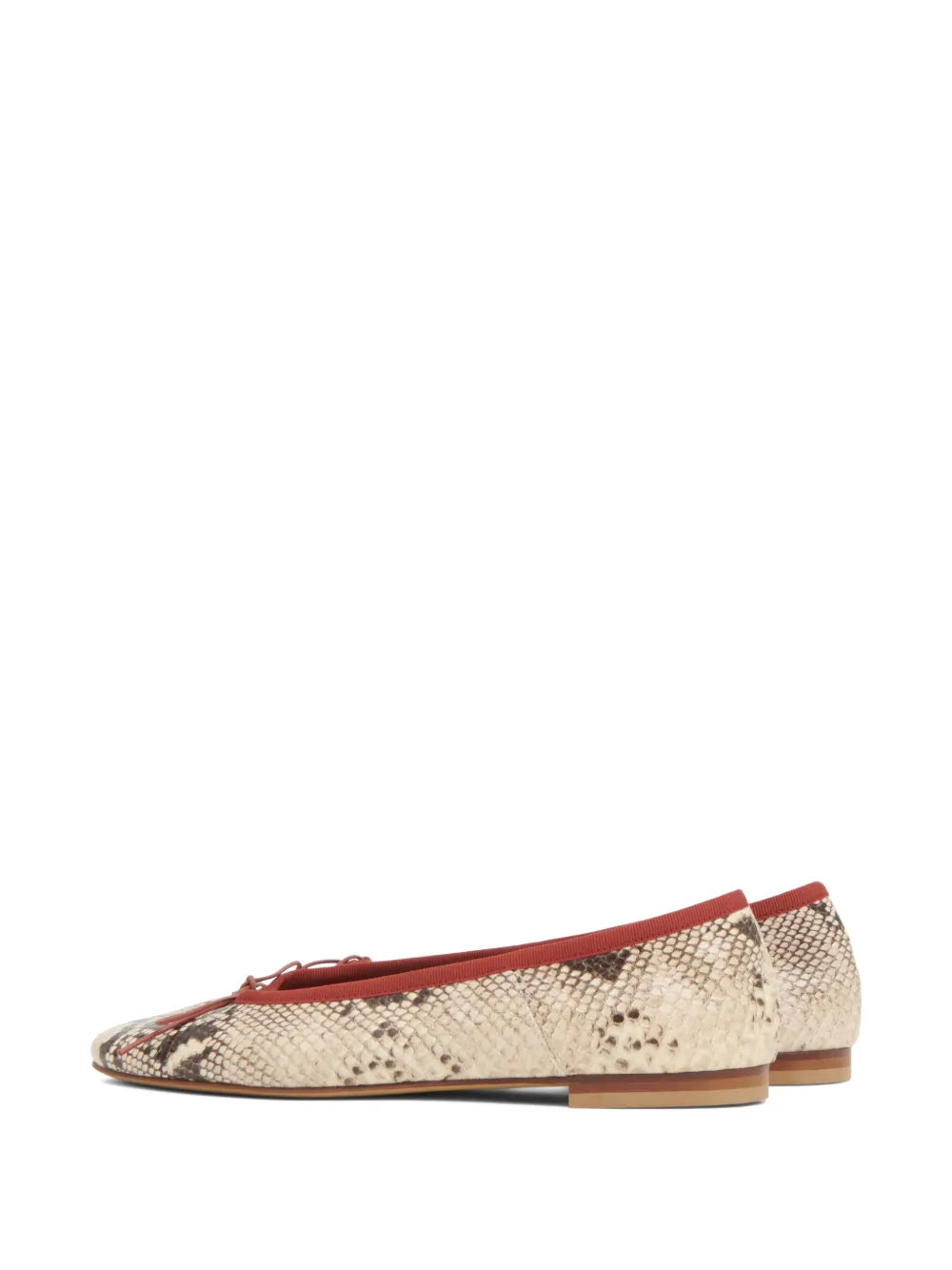 Mansur Gavriel Dance Snake-print Leather Ballet Flats In Neutral