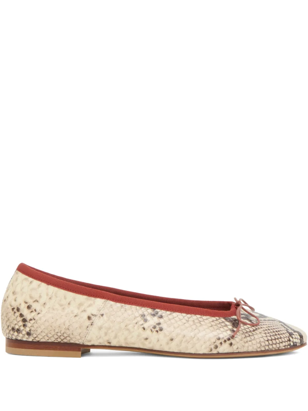 Mansur Gavriel Dance Snake-print Leather Ballet Flats In Neutral