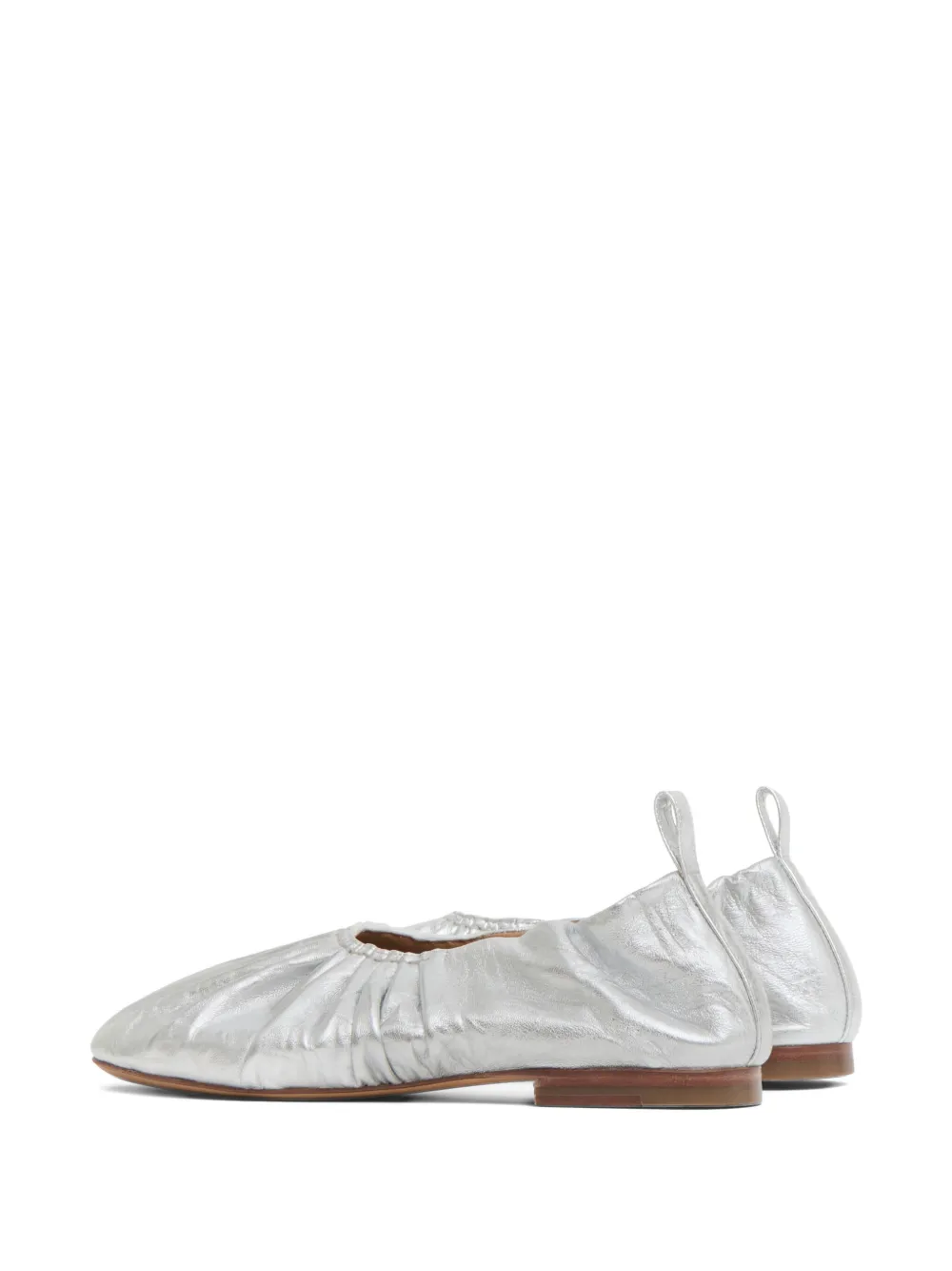 Mansur Gavriel Ruched Ballerina Flats In Silver