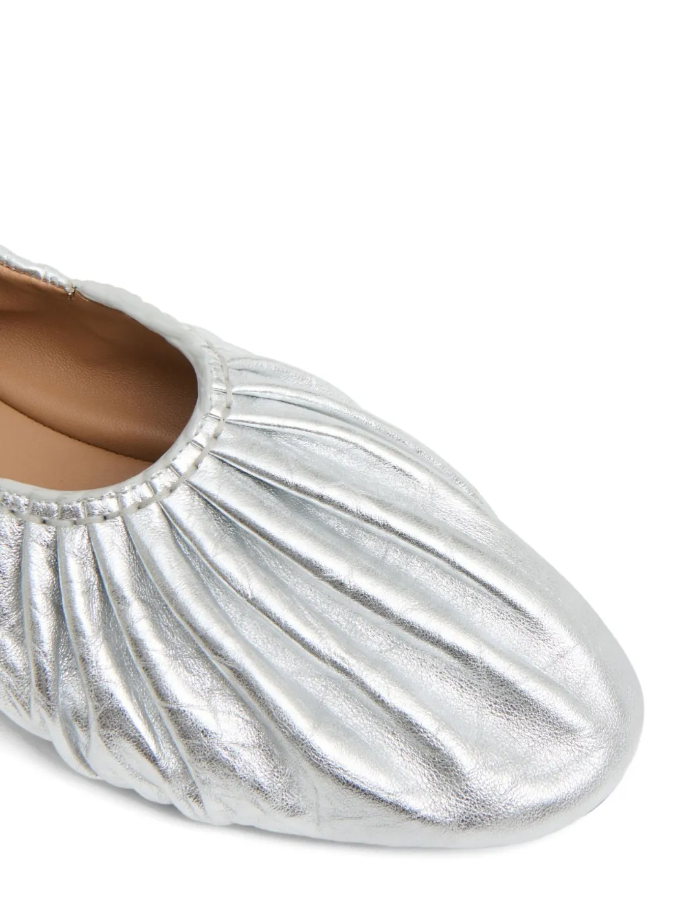 Mansur Gavriel Ruched Ballerina Flats In Silver